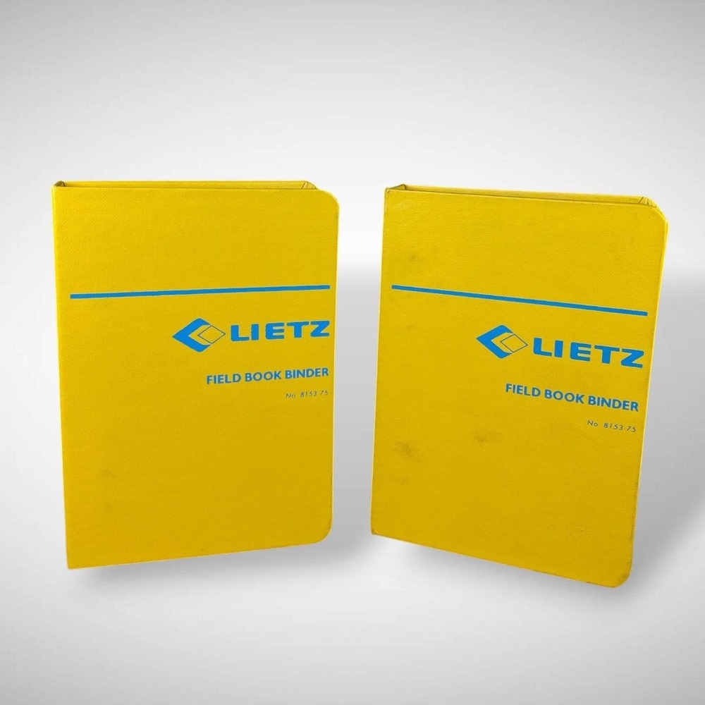 Lietz Field Book Binder Set of 2 Engineering Survey Notebooks Yellow 1970s 1980s